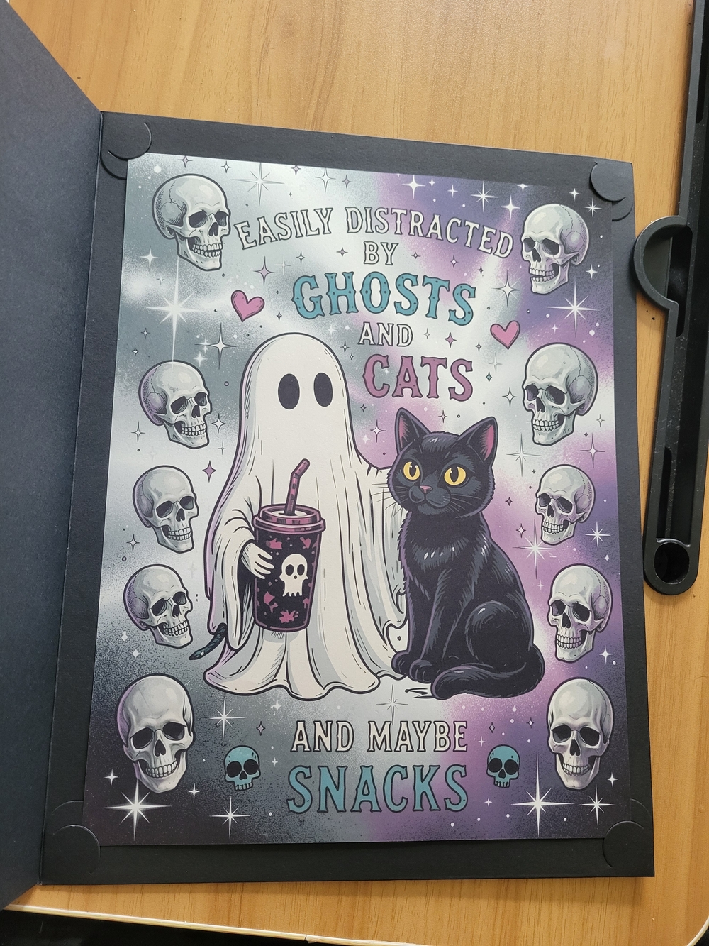 👻BUY 1 GET 1 FREE👻 Easily Distracted by Ghosts and Cats Poster - Purple/Black